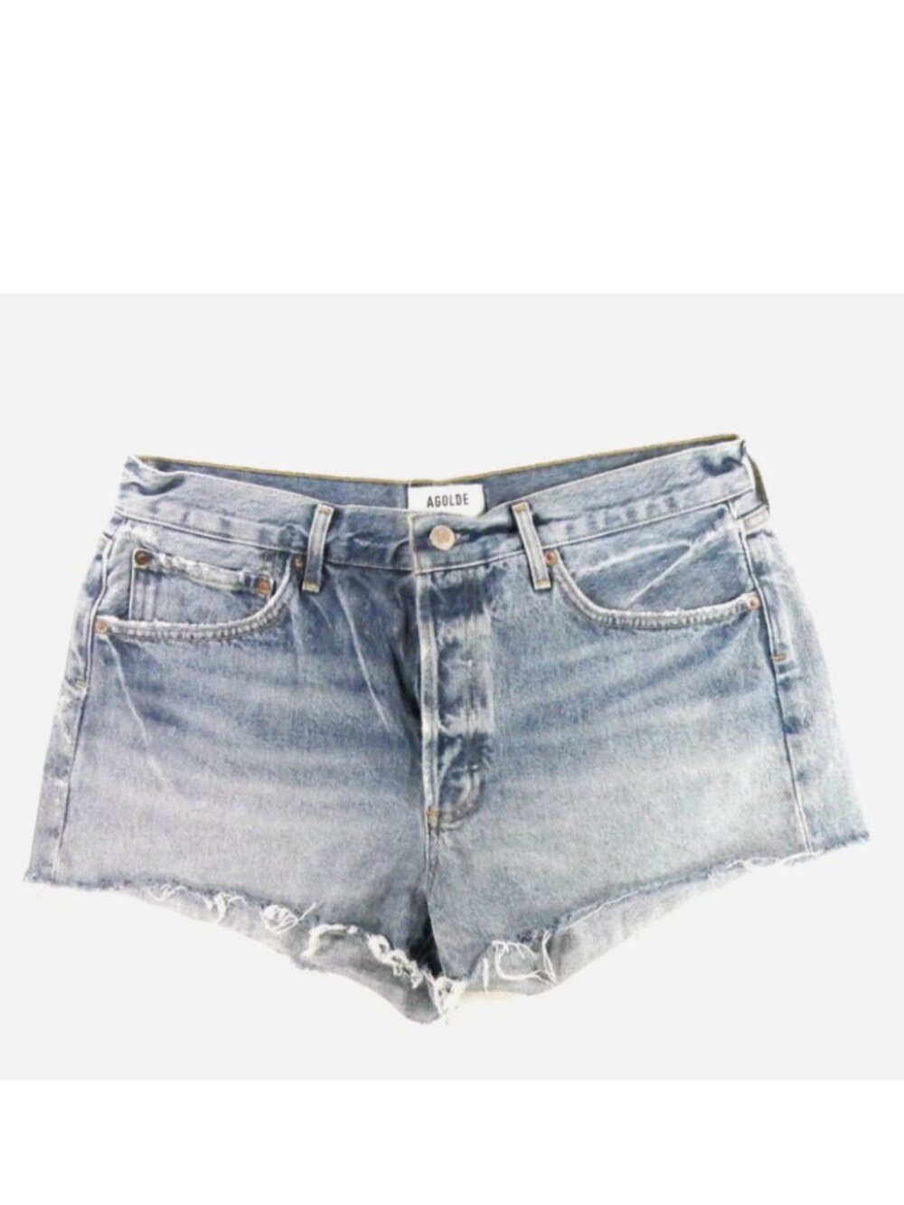 AGOLDE Parker Distressed Denim Shorts SZ 30 Light Wash 2" Inseam High Rise